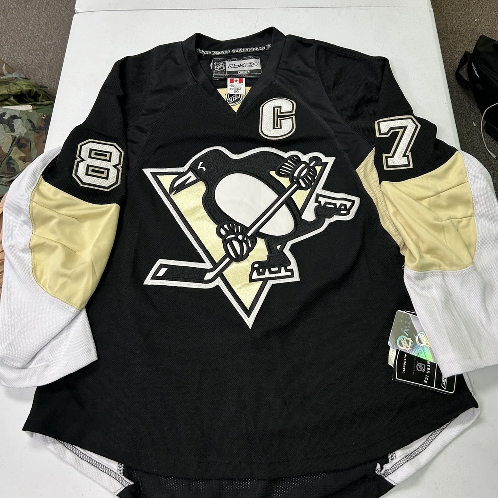 Reebok Hockey Jersey Mens 50 Black Sidney Crosby Penguins NHL Authentic 7187A